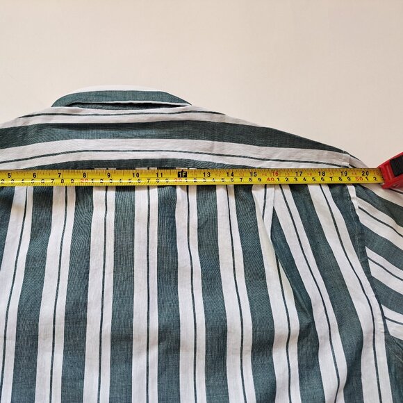 NEW Stenstroms Striped Green Button Down Linen Cotton Dress Shirt Size L - Picture 14 of 16